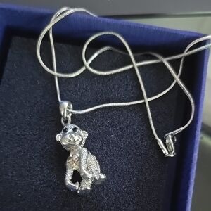 Silver Monkey Pendant Necklace